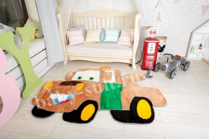 Детский меховой коврик "Эвакуатор" для малышей и детей