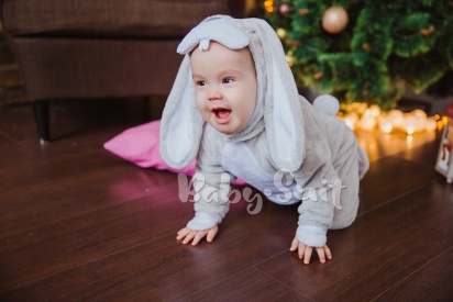 Карнавальный костюм для младенцев на фотосессию Бело-серого зайчика